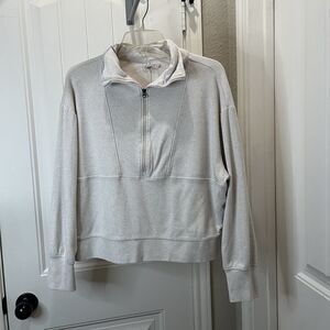 Faherty Legend Lounge Half Zip Pullover Gray Cream Sweatshirt Women's Size S